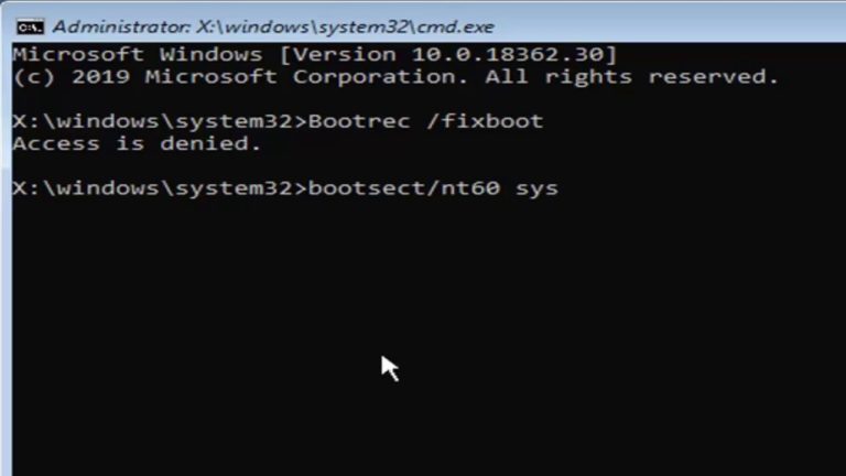 Fix Bootrec Fixboot Access is Denied in Windows 10