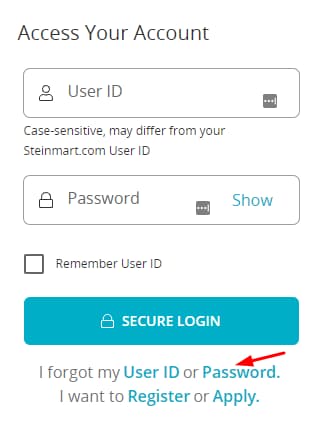 Recover Password of Stein Mart Credit Card Account