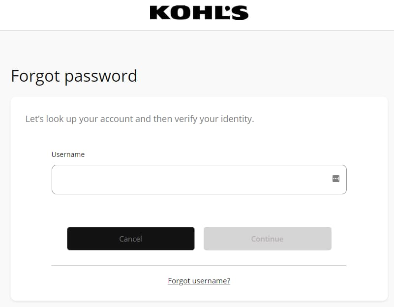 Recover Forget Password of Kohls Card Account
