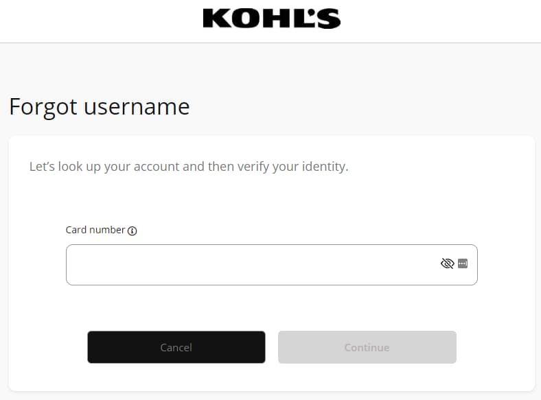 Recover Username of Kohls Card Account